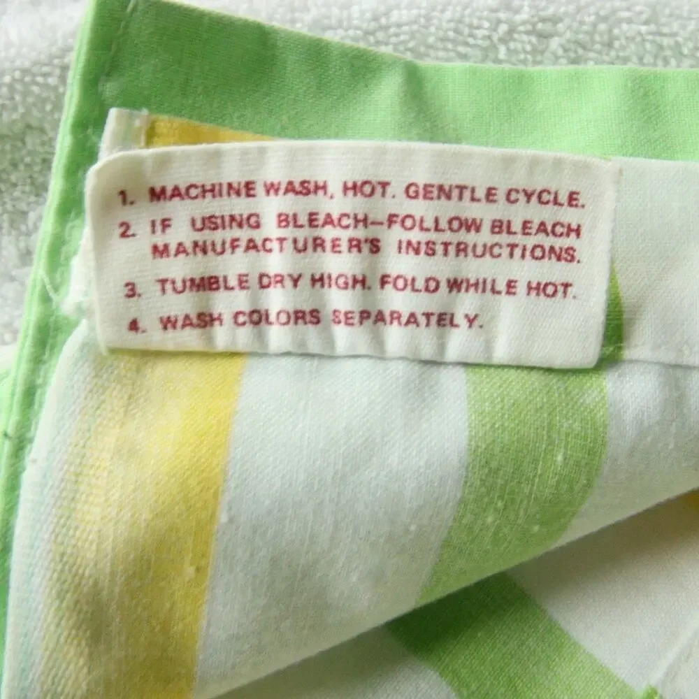 Cannon Monticello Full Flat Sheet Green Yellow Stripe Vintage Retro